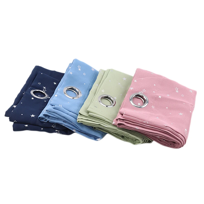 

Shiny Stars Blackout Curtains For Kids Child Bedroom Korean Style Window Voile Tulle Curtains For Living Room