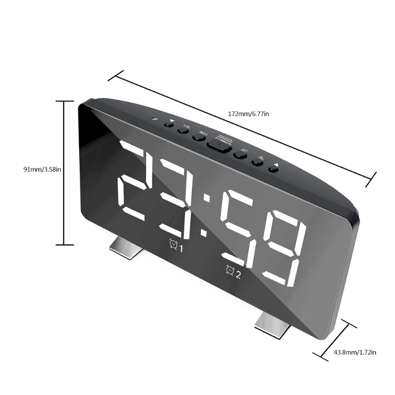 

50LA New Led Radio Alarm Creative Snooze Electronic Clock USB Rechargeable Digital
