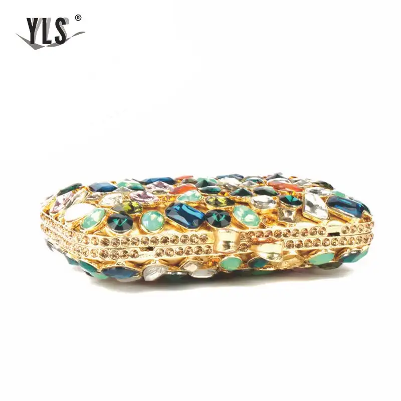 Женский кошелек с кристаллами вечерние металлические клатчи маленькая сумочка