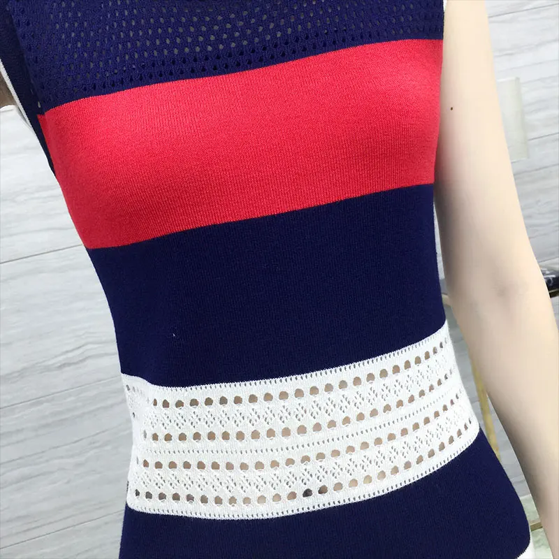 

2021 spring and summer new bag hip dress mid-length knitted bottoming vest skirt suspender skirt