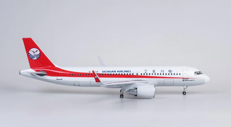 1/80 масштаб 47 см самолет Сычуань авиакомпания Airbus A320 neo модель светодиодный свет и колесо шасси литье под давлением модель самолёта из смолы игрушка