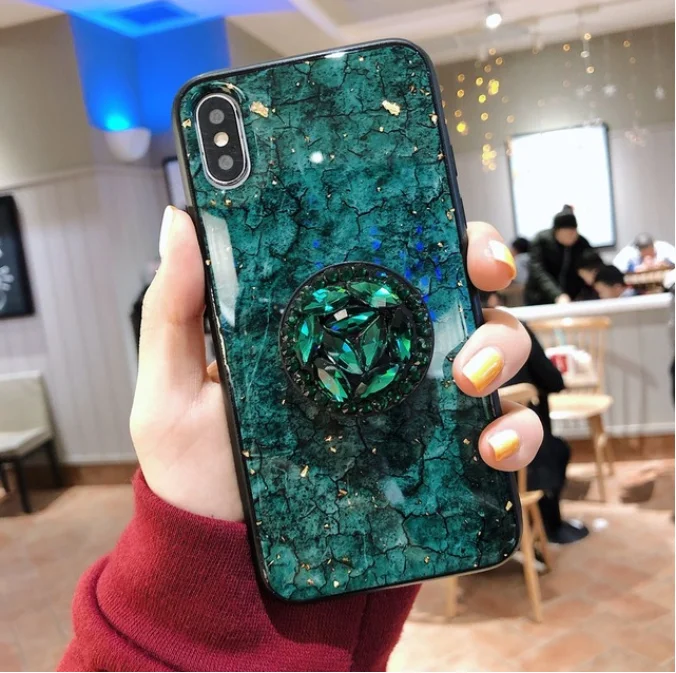 Чехол на мобильный телефон для samsung Galaxy A6 плюс A8 A7 A5 A70 A50 A60 A40 A30 A20 A10 A6S A8S A9s A9 звезда Lite рro держатель пушистый чехол - Цвет: Green Holder