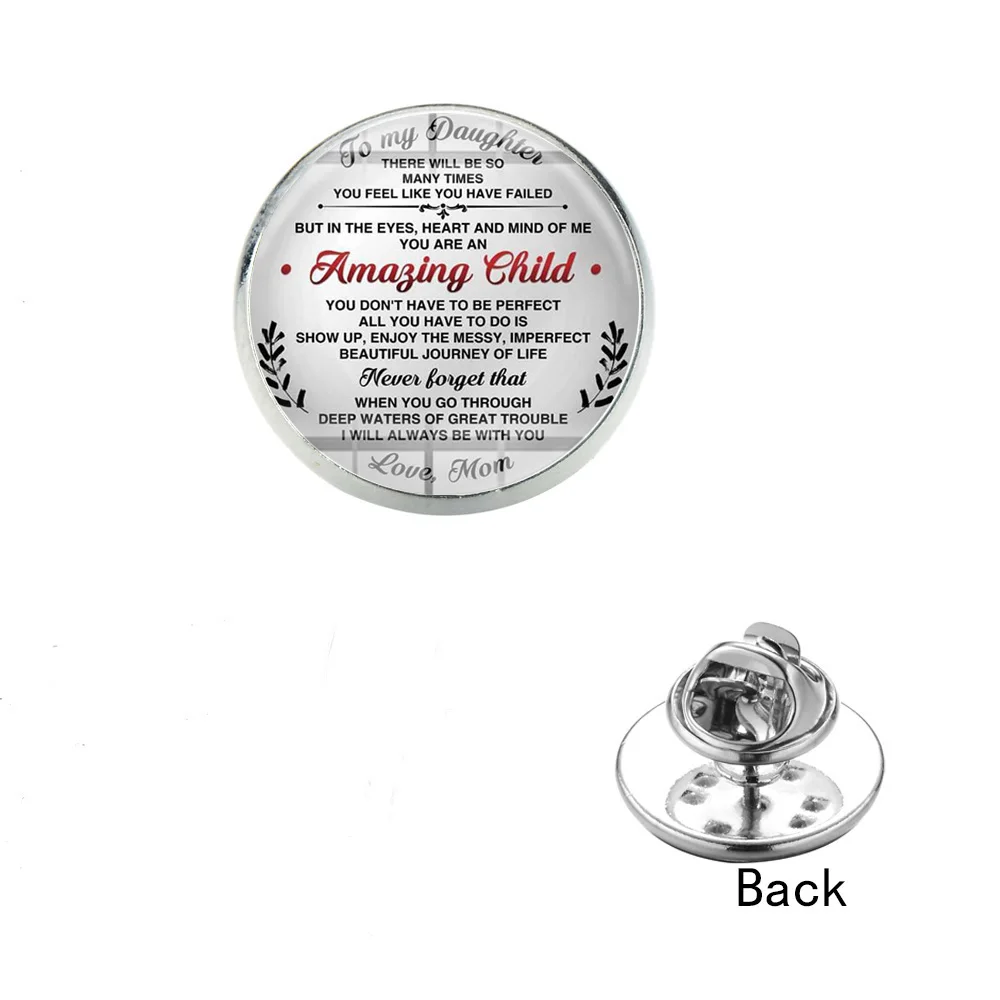 SIAN To My Loved Daughter Brooch You Are Child A Letter from Dad and Mom Crystal Time Gem Stainless Steel Pins Badge for Kids | Украшения и