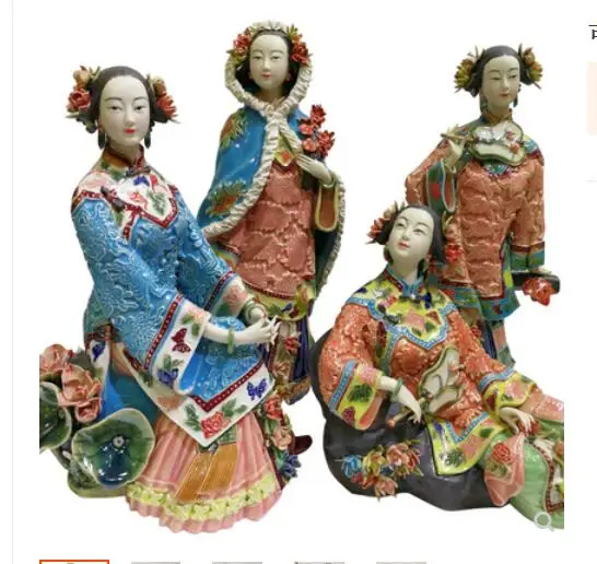 

Классическая кукла shiwan для весны, лета, осени и зимы, керамическая старинная женская скульптура, женская статуя, украшение для дома