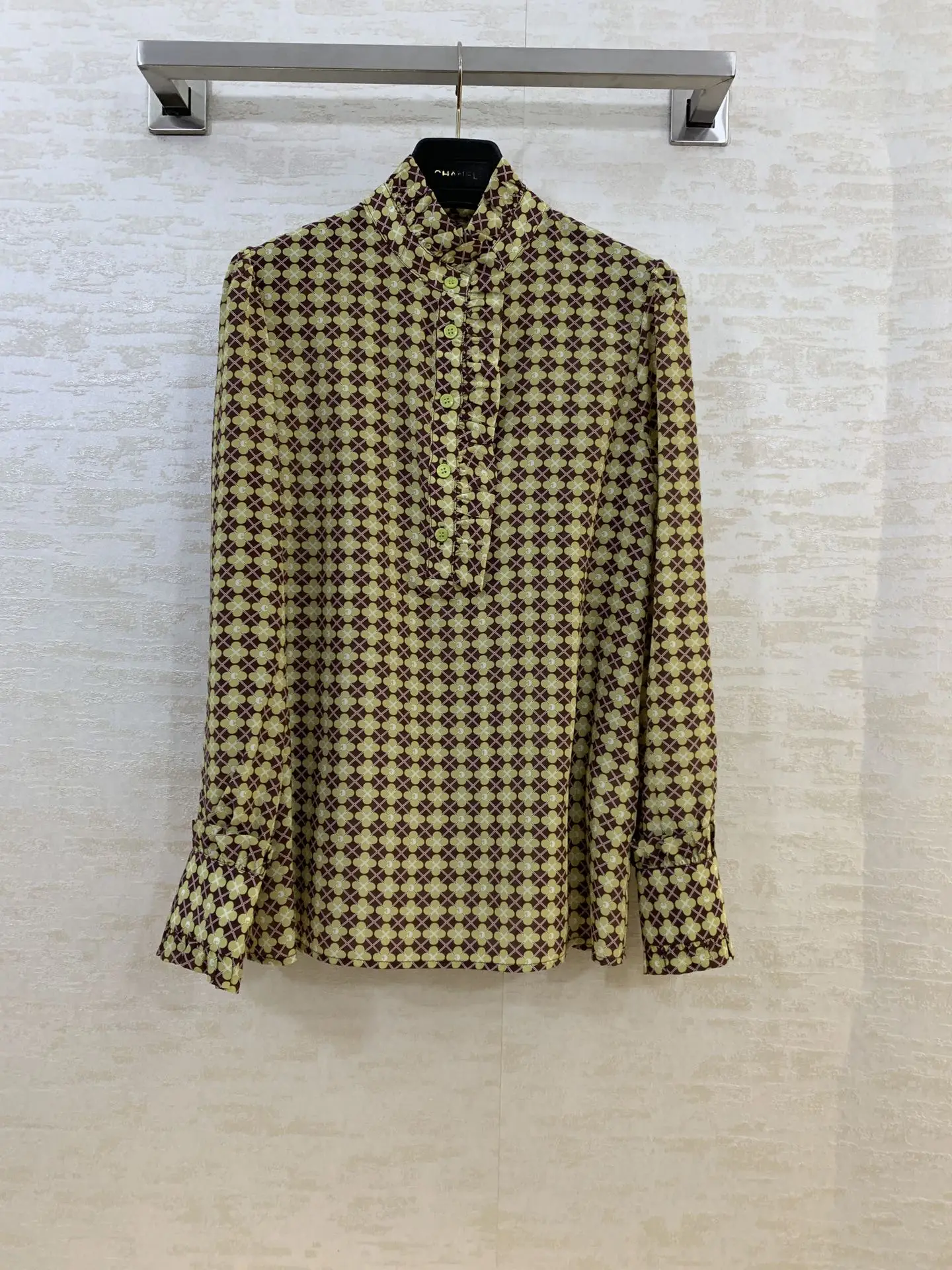

fashion 2021 new ladies long sleeve sexy casual silk printed shirt 0108