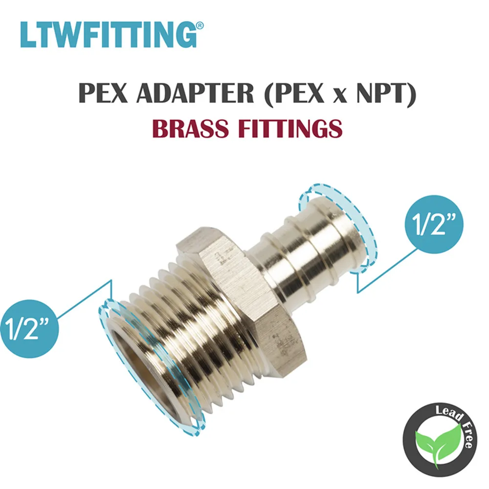 LTWFITTING Lead Free Brass PEX Adapter Fitting 1/2&quot x Male NPT Crimp Adaptor | Обустройство дома