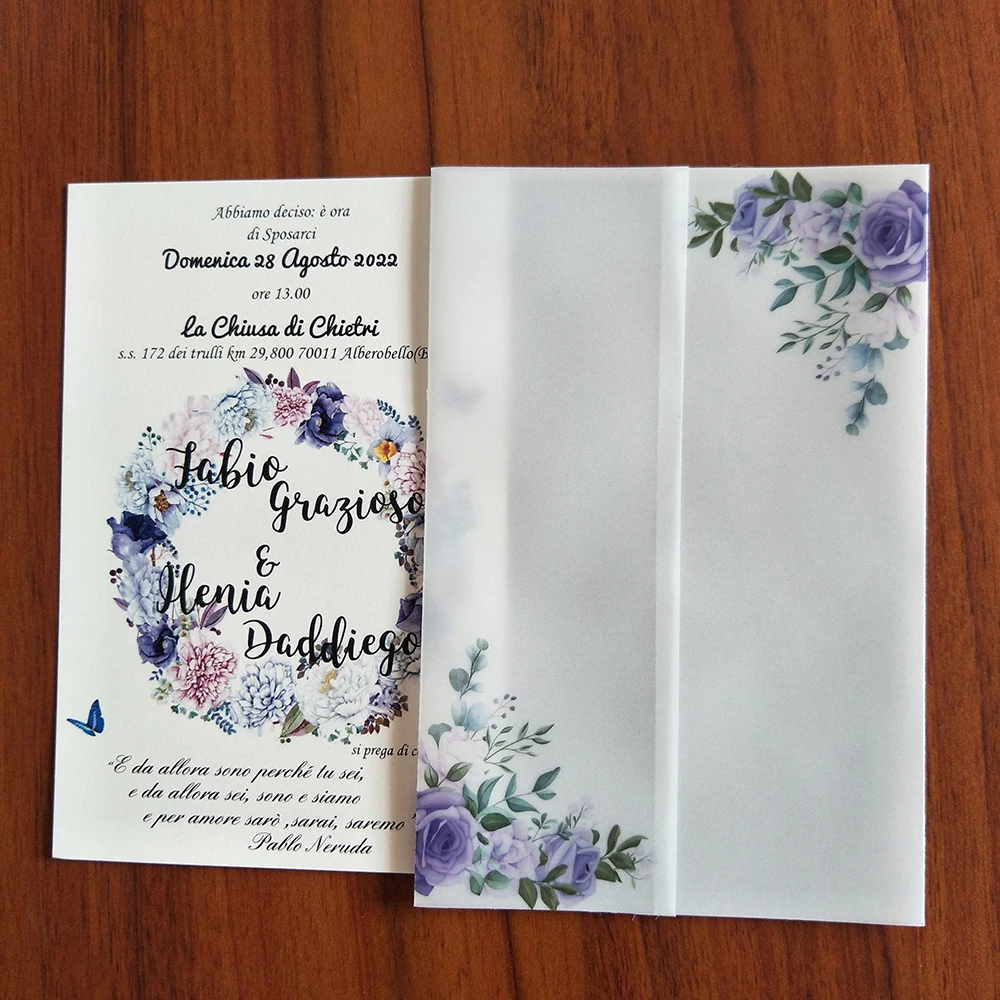 Конверт для свадебного приглашения прозрачный с цветочным принтом 50 шт./лот | Дом