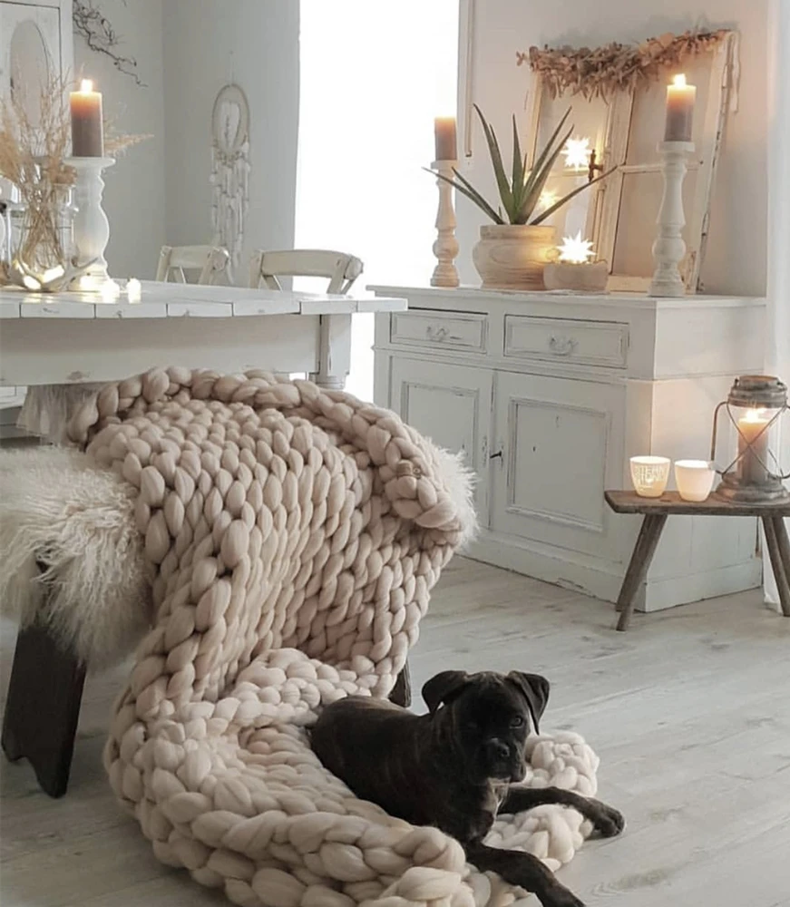 Large Soft Hand Chunky Knitted Blanket Plaids for Winter Bed Sofa Plane Thick Yarn Knitting Throw Cheap Cover Blankets | Дом и сад