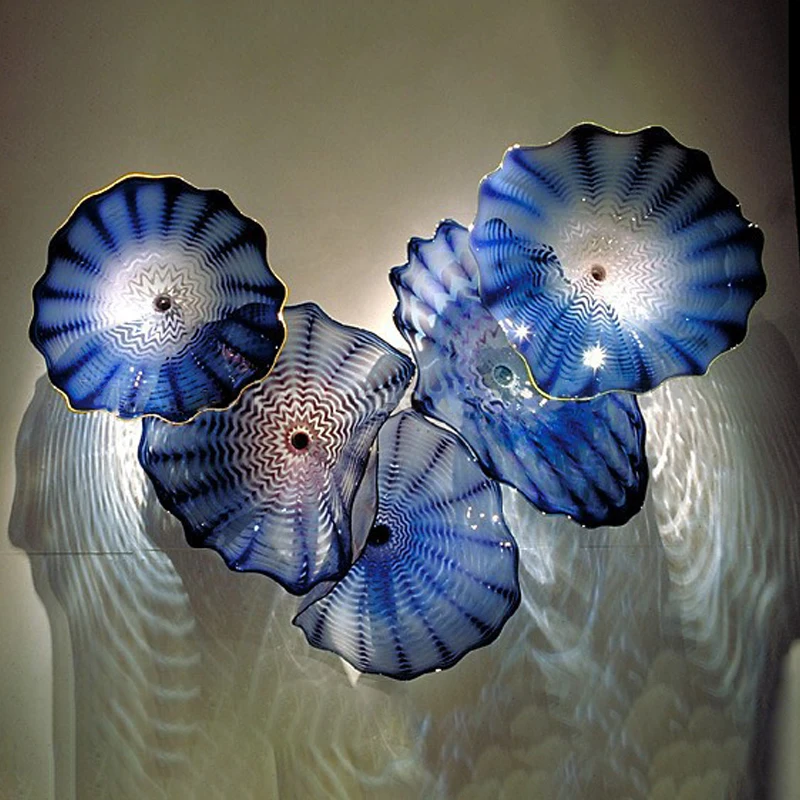 

Hot Style Hotel Lobby Decorative Murano Glass Plate Blue Wall Art