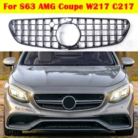 abs auto bumber vertical bar car styling gt grill for mercedes benz s class 2015 2017 s63 amg coupe w217 c217 middle grille