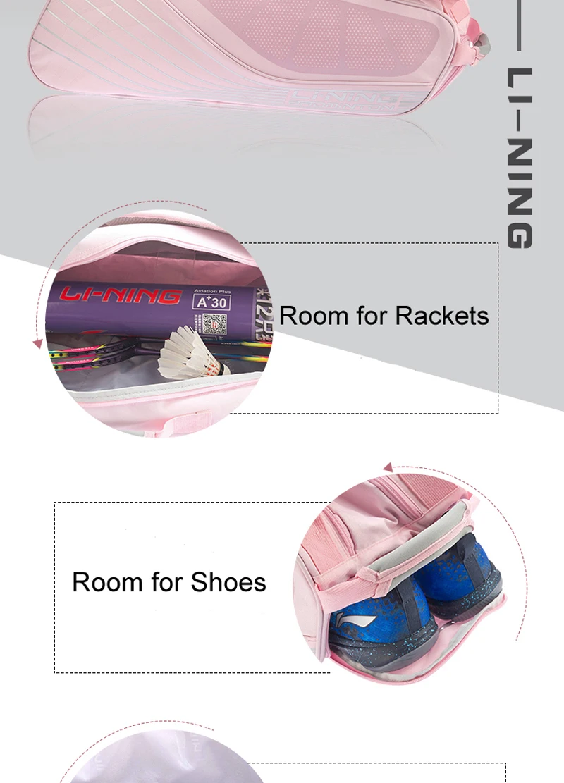 Li-Ning бадминтон ракетка сумка для 6-pack обуви карманный Профессиональный Спорт Спортивная ракетка сумка ABJP076 ZYF348