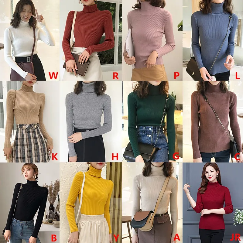 

ROPALIA Women Autumn Sweaters Slim Soft Long Sleeve High Neck Knit Pullover Sexy Slim Stretch turtleneck-sweaters 2019