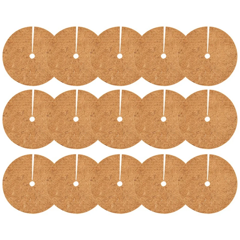 

15Pcs Round Hole in the Middle of Coconut Palm Silk Flat Mat Tightly Grass Mat Flower Pot Mat 30X30cm