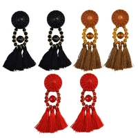 2021 fashion rice bead jewelry hot selling exaggerated earrings color beads tassel earrings bohemian pendant earrings