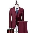 Костюмы для мальчиков (пиджак + жилет + брюки) 2021 Мода для мужчин высокого качества хлопковые деловые блейзерымужской slim fit костюм из трех предметовкостюм жениха платье S-5XL
