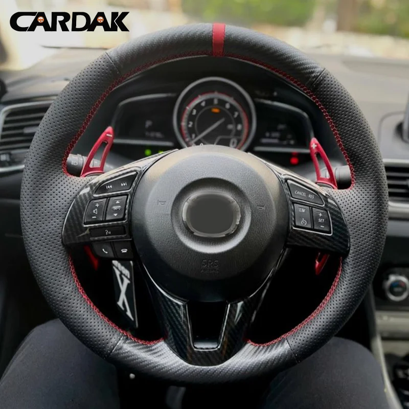 Кожаный чехол для руля CARDAK из углеродного волокна Mazda 3 Axela 6 Atenza 2 CX-3 2013 2014 2015 2016 2017 |