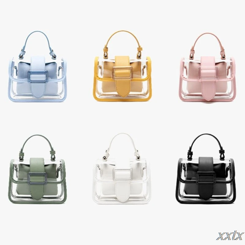 

2020 Summer Fashion Women's Transparent Square Sling Bag Cool PVC Shoulder Bag Messenger Bag Mobile Lady Bag