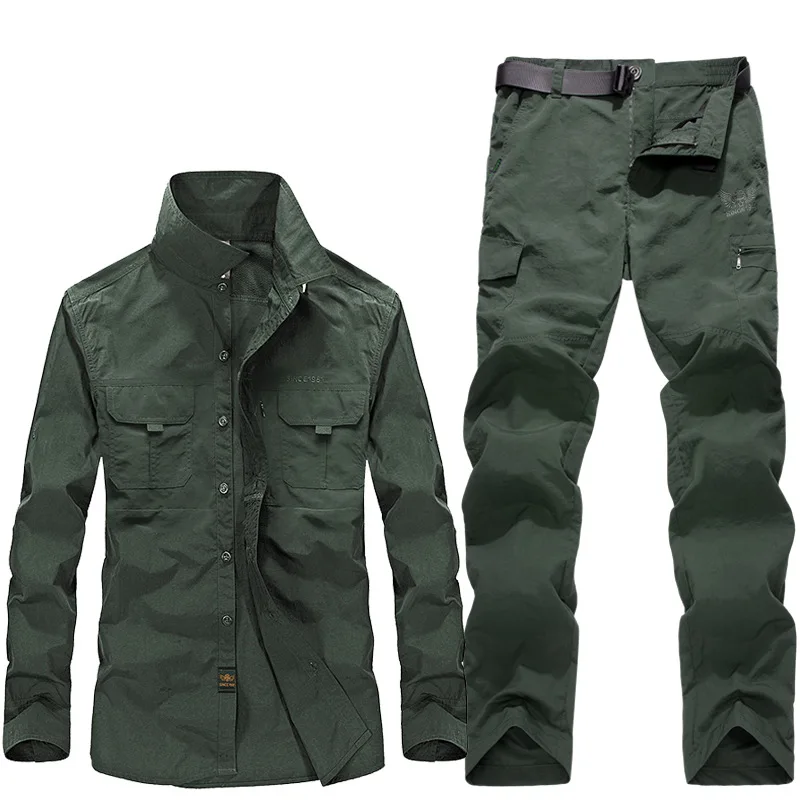 

Spring And Summer New Men's Quick-Drying Trousers Large Size Outdoor Quick-Drying Waterproof Shirt Trousers Suit Men's Overalls