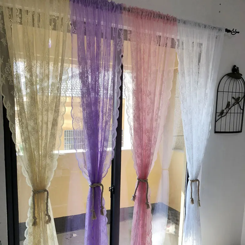 Белые кружевные тюлевые занавески ENHAO для гостиной японский стиль волнистая