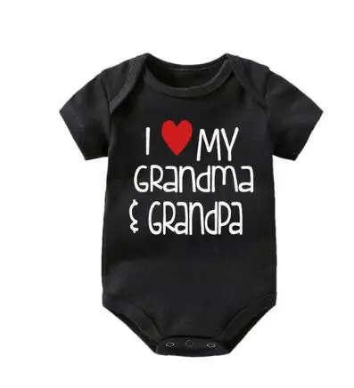 black grandpa Culbutomind/летние белые комбинезоны с короткими рукавами и надписью «I Love My Grandma», «Дедушка» Для малышей года, милая одежда для маленьких мальчиков - Цвет: black grandpa