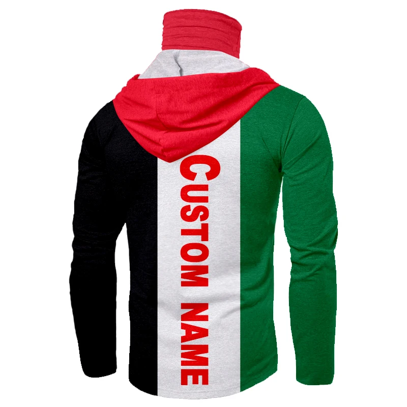 CJLM Custom Free Palestine Mask Ninja Fist Hooded Long Sleeve T-shirt Tattoo Oversized Long-sleeved Shirt Scarf Flag | Мужская одежда