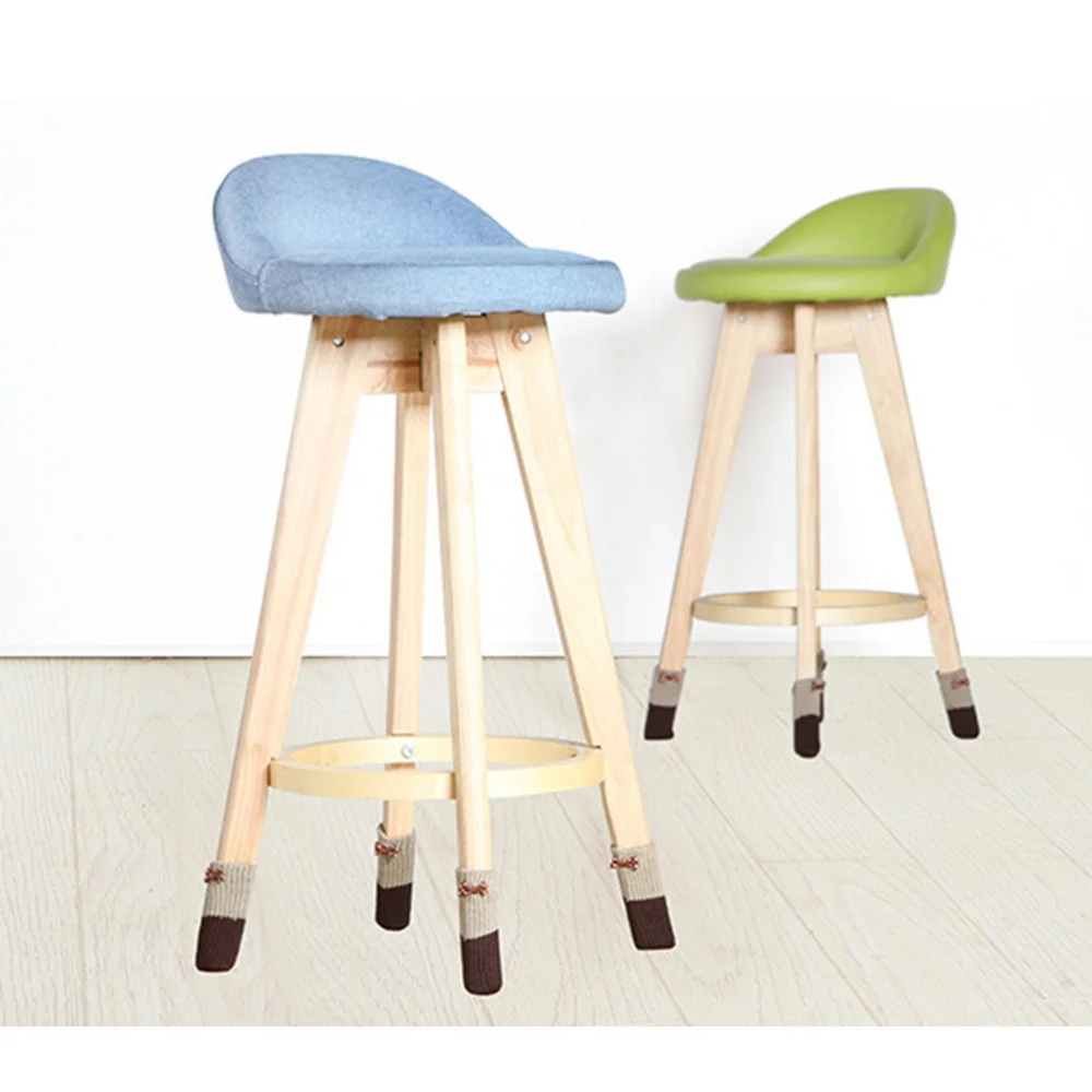 

4pcs Chair Leg Socks Knitted Floor Protectors Anti-slip Door Handle Covers with Decorative Bow
