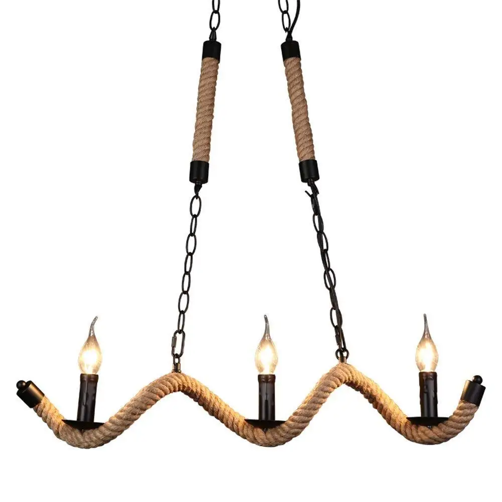Волнистая люстра из пеньковой веревки в стиле ретро металлический подвесной