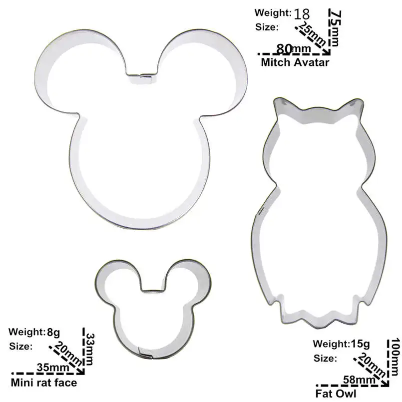 Митч Аватар мини сова в форме 3 шт бисквит резки формы инструменты для выпечки
