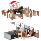 Пластиковые игрушки для лошадей, фермы, имитация стабильных лошадей, мочалки, рошадей, рабочих, животных, Набор фигурок, детская развивающая игрушка