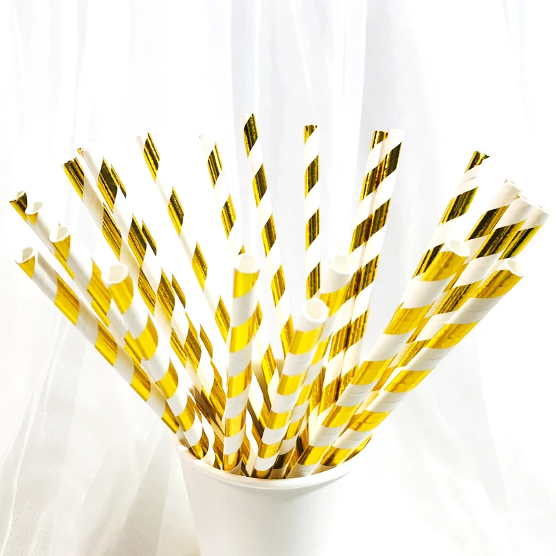 straw 25pcs Горячие Ins одноразовая бумажная посуда бронзирующий мраморный узор праздничное украшение для дня рождения поставки - Цвет: straw 25pcs