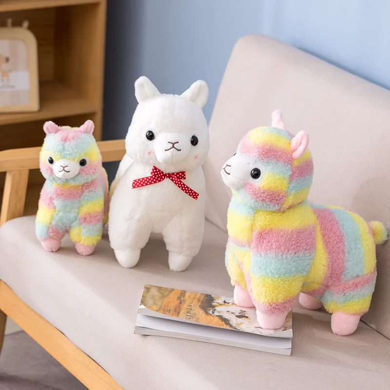 

Kawaii Cartoon Rainbow Alpaca Plush Toy Japanese Alpaca Soft Stuffed Sheep Llama Animal Dolls Home Decor Dolls for Kids Girls