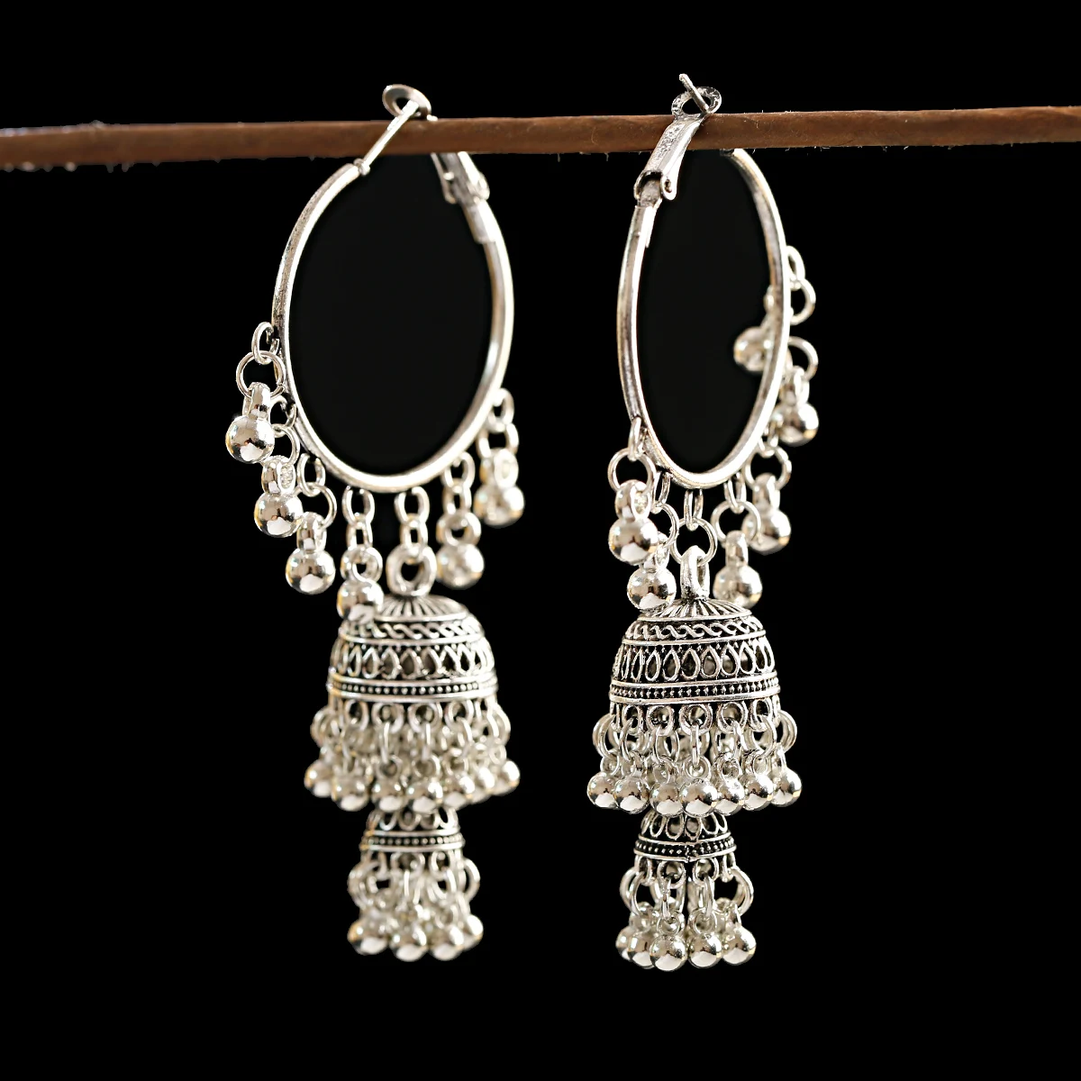 OIQUEI классические Этнические Ретро женские круглые индийские серьги Jhumka