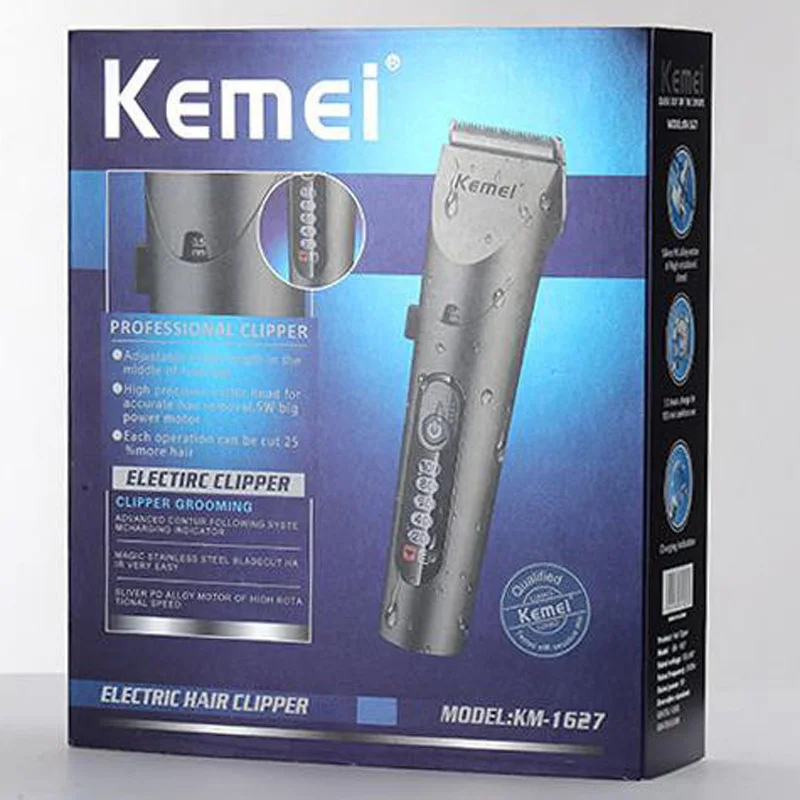

Kemei professional LED hair clipper KM-1627 rechargeable electric hair clipper waterproof men's cordless hairdressing machine ad