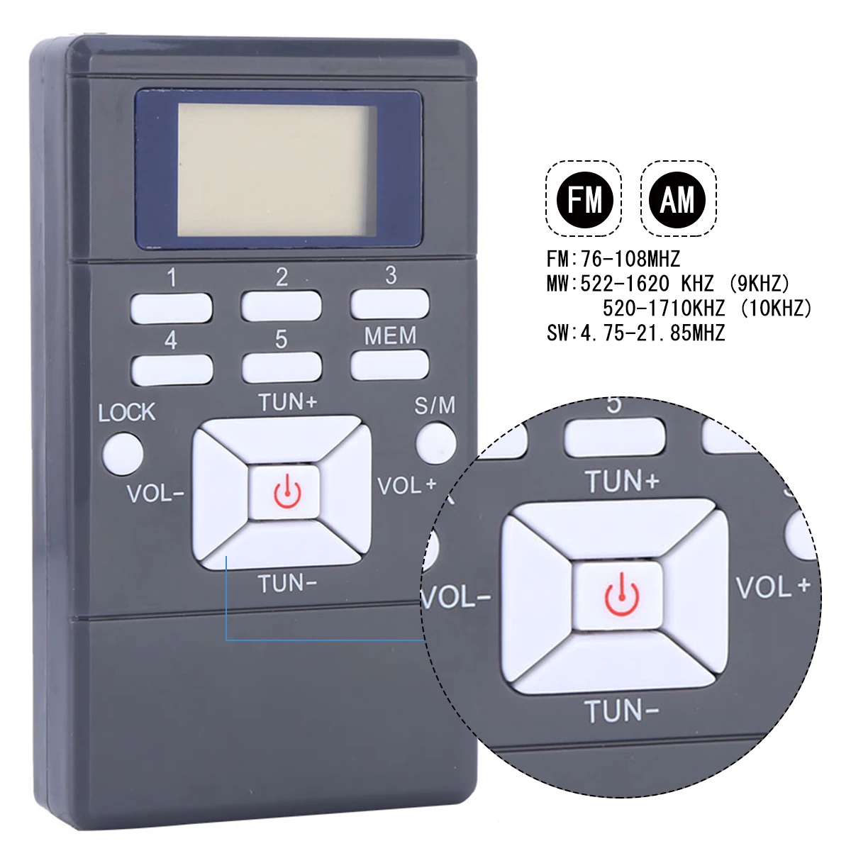 Mini Portable LCD FM Radio Digital Signal Processing Wireless Receiver With Earphone Grey | Электроника