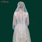 Фата свадебная TOPQUEEN V01 для невесты, одноуровневая Фата для перламутровая вуаль, белый короткий цвет слоновой кости, для девочек, цвет слоновой кости