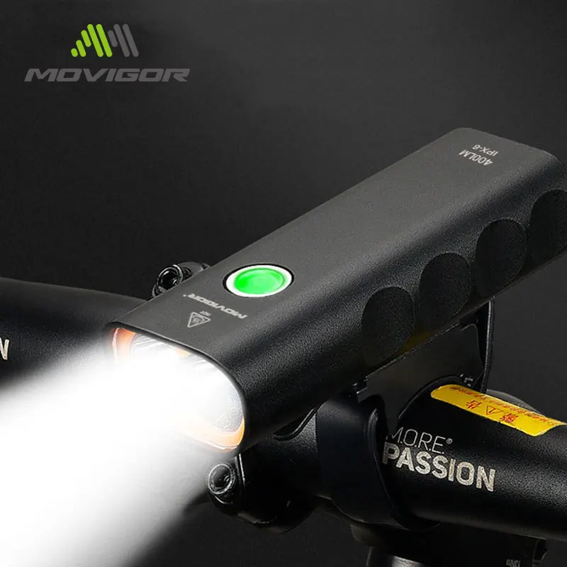 

MOVIGOR 400 Lumen Bike Light Rainproof USB Rechargeable Headlamp 2x T6 LED Bicycle Front Light Aluminum Ultralight Flashlight