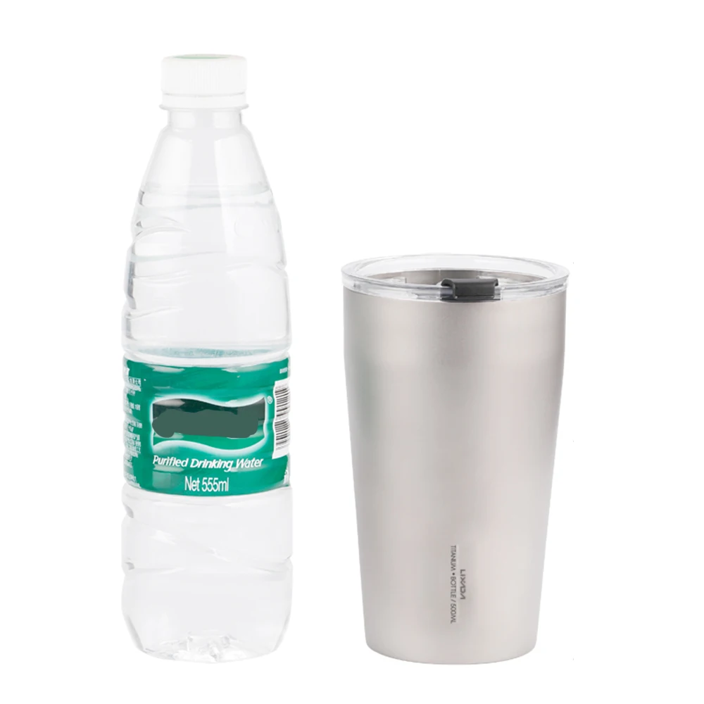 구매 Lixada-티타늄 물병 빨대 포함 500ml 청소 브러시, 야외 캠핑 배낭 여행 컵