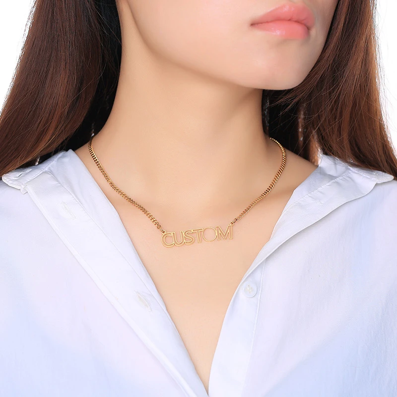 

Punk Style Personalized Custom Name Letter Pendants Cuban Necklace Stainless Steel Birthday Gift Girlfriend Jewelry