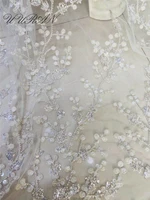 Beaded Tulle African Lace Fabric High Quality Beautiful French Tulle for wedding dress