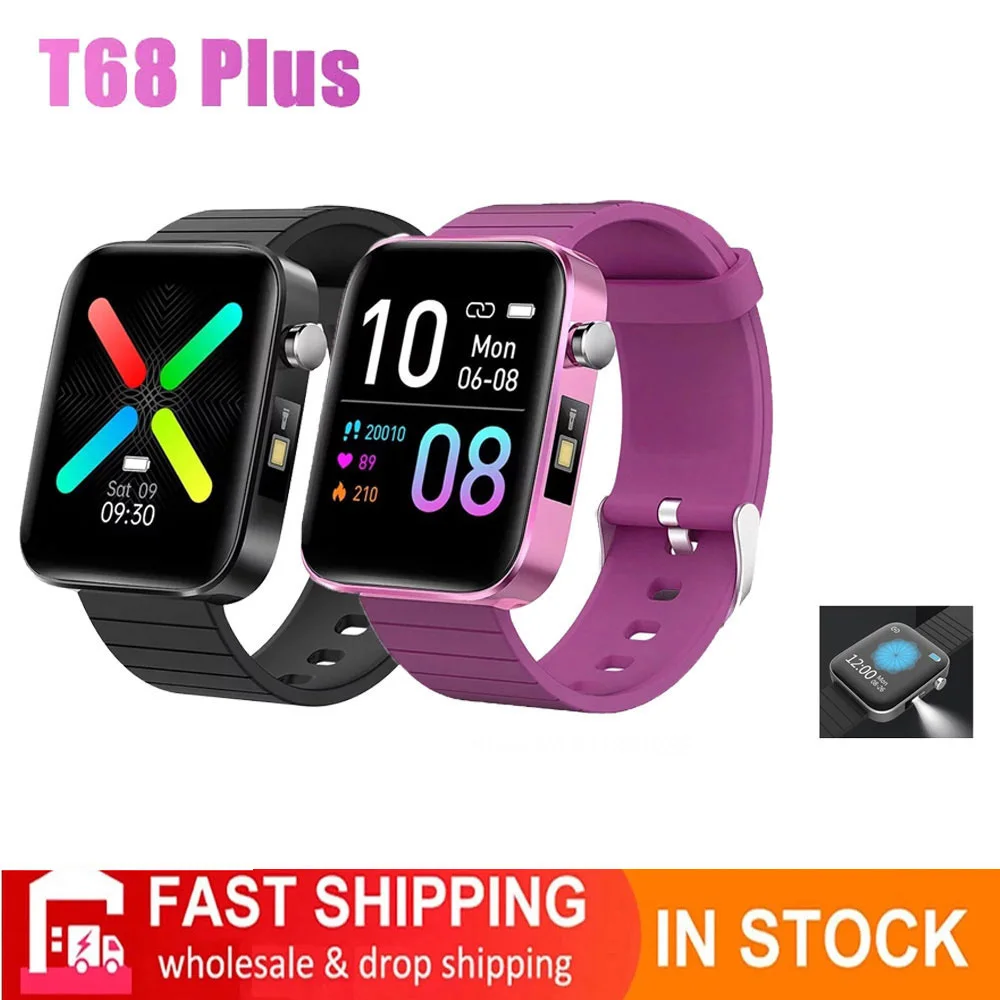 

2021 T68 Plus men's watch electronic watch Bluetooth smart watch 24 hours temperature, heart rate and blood pressure monitor