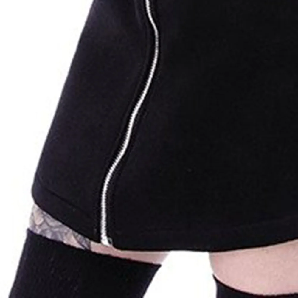 Готический тонкий средней длины толстовки женские длинные рукава карман с