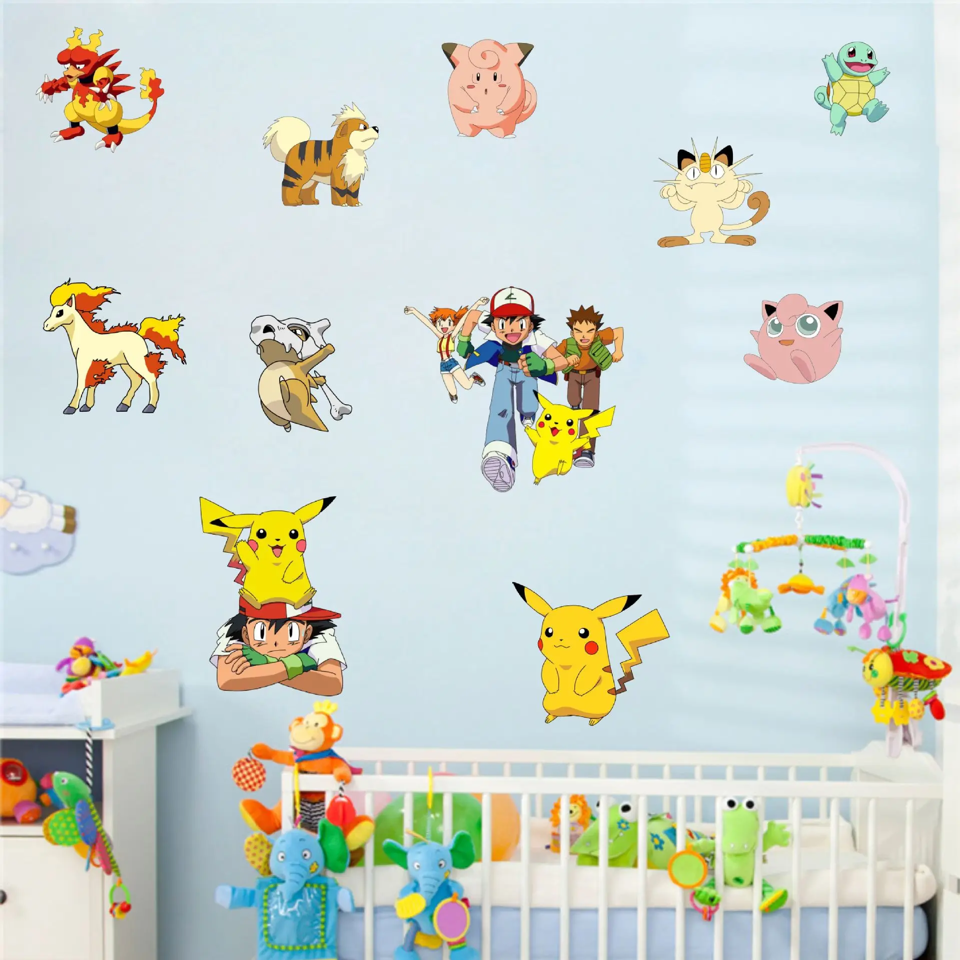 Pocket Monsters Pikachu Stickers Cartoon Wall Sticker Children Room Decoration Self-Adhesive Sticker Cute Pikachu Suitcase Decor