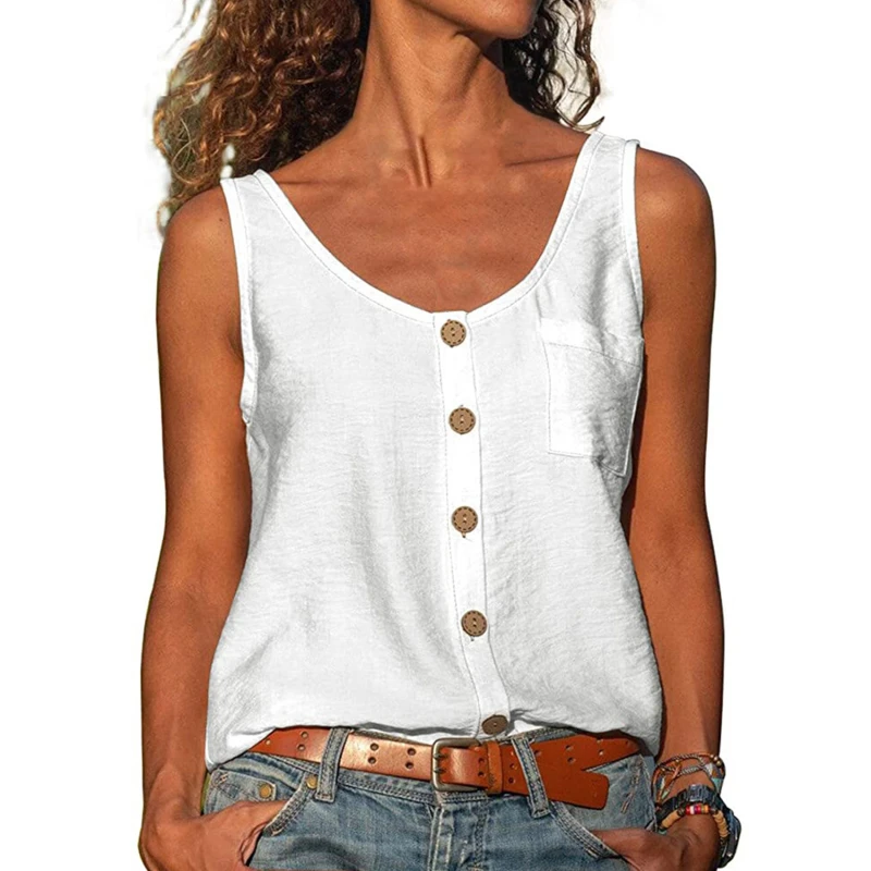 

Майка женская на пуговицах, с V-образным вырезом, без рукавов