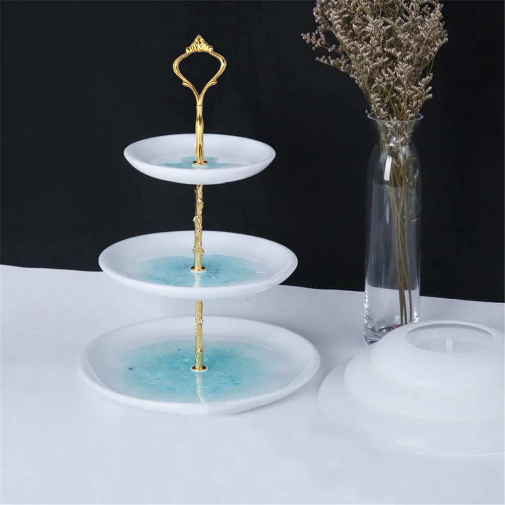 

3-слойный поднос из искусственной кожи, силиконовый прозрачный поднос из эпоксидной смолы, настольная форма, поднос для фруктов, держатель д...