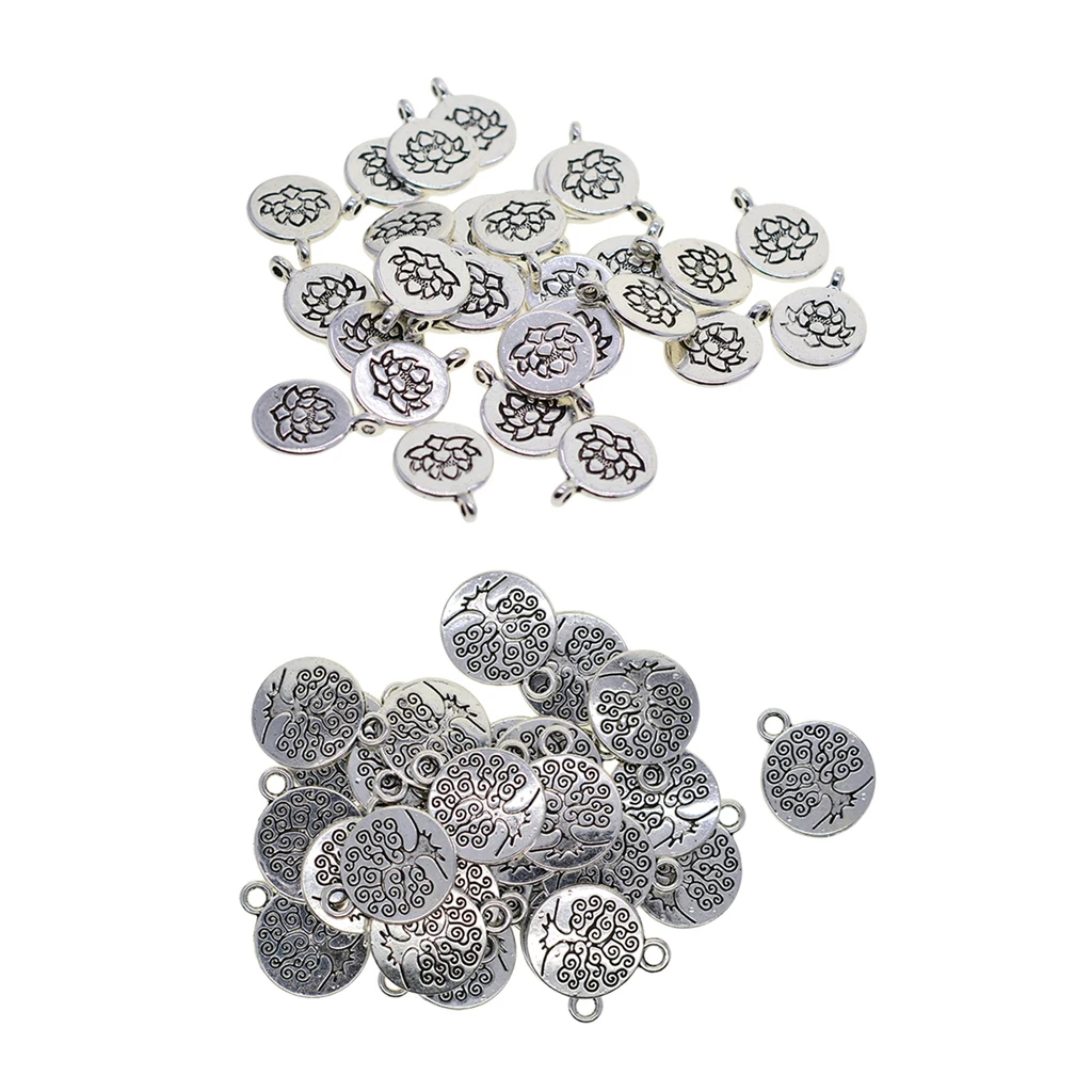 60 шт. тибетское серебро Цвет филигранные граненые Ом Йога Подвески DIY прелести