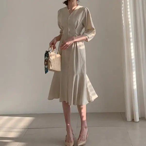 Женское облегающее платье элегантное офисное вечернее в Корейском стиле с