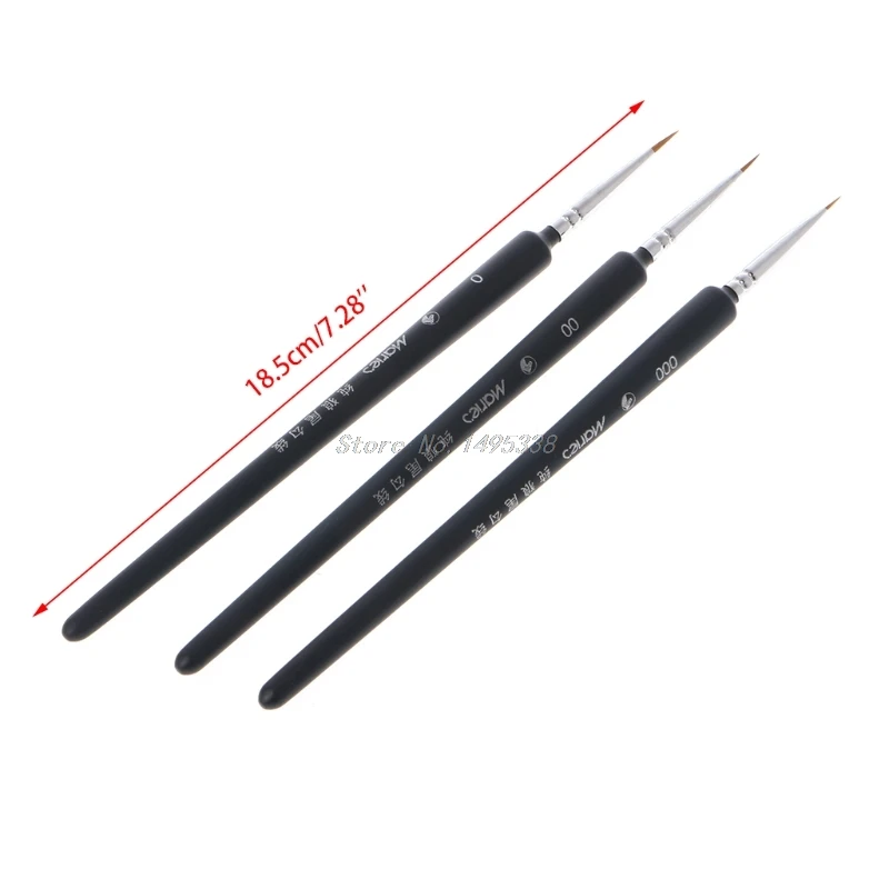 

3Pcs Miniature Paint Detail Brush 0/ 00/ 000 Wolf Hair Professional Fine Detailing For Art Supplies Drawing Art Pen Paint Brush