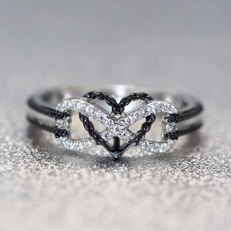 Fashion lady sterling silver natural gemstone love two-tone cross twist ring engagement wedding banquet | Украшения и аксессуары