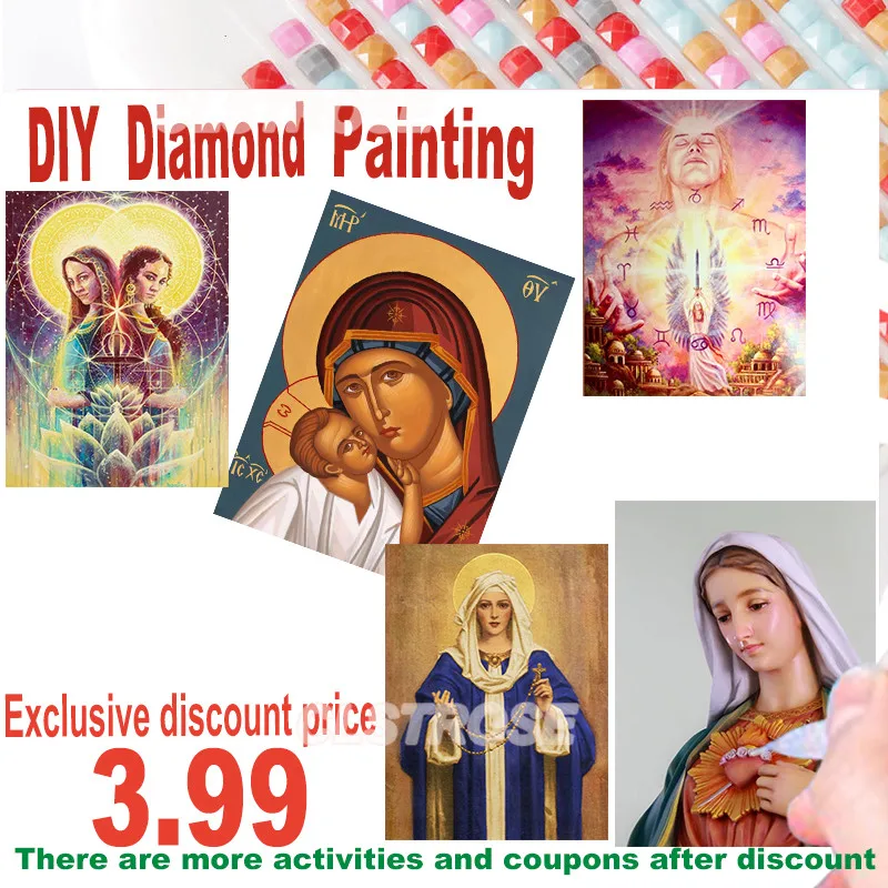 

5D Diy Diamond Painting Jesus Cross Religion Cross Stitch Kit Can Be Customized To The Heart of Jesus Characters In The Bedroom