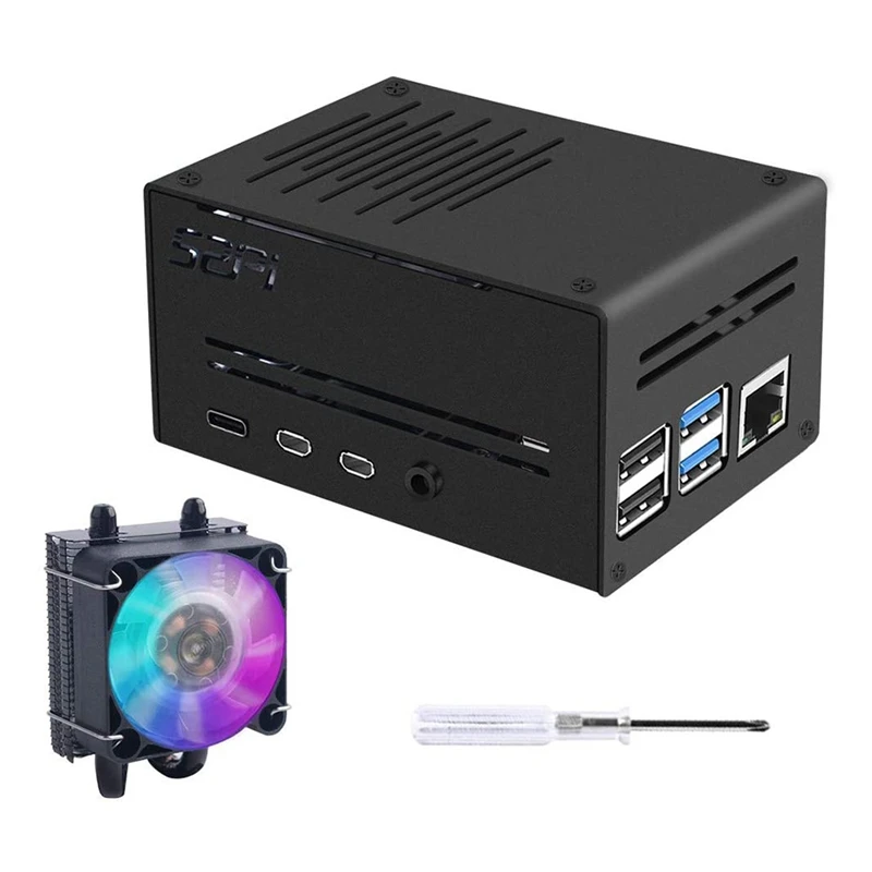 

Metal Case with Fan,For Raspberry Pi 4B Case for Raspberry Pi Low-Profile CPU Cooler,For Raspberry Pi Horizontal Cooler